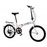 Cbcbtwo Folding Bike Womens Bike Leisure 20 inch Mini Bike City Foldable Bicycle 7 Speed Compact Bike Urban Commuters White