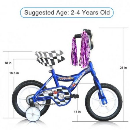 USToyOutlet 12" BMX Bicycle S-Type Frame EVA Tire No Brake Bike Kid's Bike - Blue