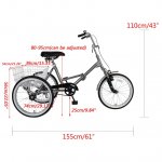 20" Unisex Folding Adult Tricycle Folding Tricycle Bike 3 Wheeler Bicycle Portable Tricycle Wheels Gray