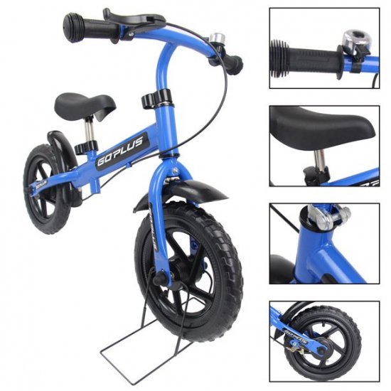 Costway Goplus 12\'\' Blue Kids Balance Bike Children Boys & Girls with Brakes and Bell Exercise