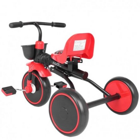 Kid Foldable Tricycle Adjustable Seat Storage Box for 2-5 Age Red