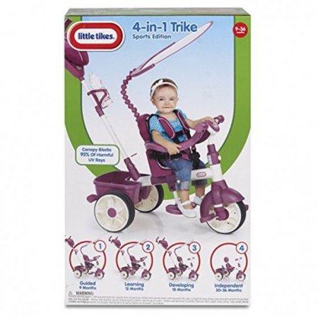 little tikes 4-in-1 trike ride on, pink/purple, sports edition