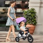 Gymax 6-In-1 Kids Baby Stroller Tricycle Detachable Learning Toy Bike w/ Canopy Bag