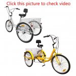 Mad Hornets 7-Speed 24" Adult 3-Wheel Tricycle Cruise Bike Bicycle With Basket Lock