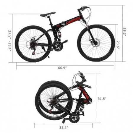 [Camping Survivals] Folding Mountain Bike 24 Inch 21 Speed Black