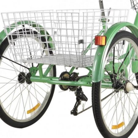 Adult Tricycle, Three Wheel Cruiser Bike, 24 Inch Trike Wheels, Cargo Basket, Adjustable Handlebars, Green