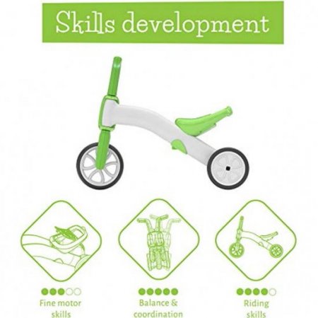 Chillafish Chillafish Bunzi 2-in-1 Toddler Balance Bike and Tricycle, Ages 1 to 3 Years Old, Adjustable Lightweight First Gradual Balance Bike with Silent Non-Marking Wheels, Lime, One Size