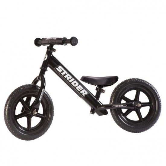 STRIDER Strider - 12 Sport Balance Bike, Ages 18 Months to 5 Years - Black