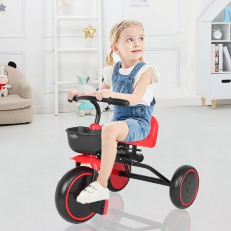 Kid's Foldable Tricycle Adjustable Seat Storage Box for 2-5