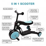 5 in 1 Scooter for Kids,Deluxe Transforming Kick Scooters Walking Car Tricycle for Toddlers with Adjustable Height, Best Gifts for Girls Boys Age 18 months to 6 Years Old