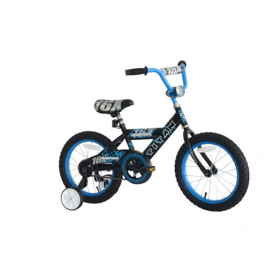 TITAN Champion 16-Inch Boys BMX Bicycle with Training Wheels, Black