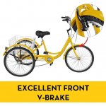 VEVOR 24" Adult Tricycle 1Speed 3 Wheel Bike Adult Tricycle Trike Cruise Bike Large Size Basket for Recreation Shopping