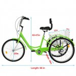 WMHOK-Green Adult Tricycle for Shopping W/Installation Tools