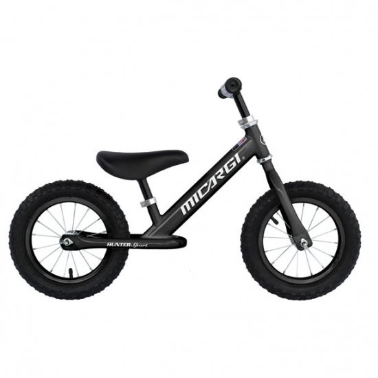 Micargi 12\" HUNTER SPORT Balance Bike Steel Frame No-Pedal Black Rims with Air Tire: Black