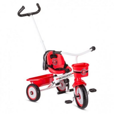 Schwinn Easy-Steer Tricycle with Push/Steer Handle, ages 2 - 4, red toddler bike