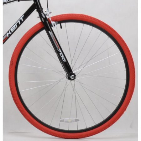 Kent 700c Men's Thruster Fixie Bike, Black/Red