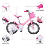 Lacyie Princess Kids Bike 14 Inch Girls Bike with Training Wheels Kids Bicycle for Toddlers and Children Front Basket