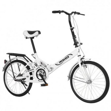 VKEKIEO Folding Bike,Women Cruiser Bike, 20 inch Adult Bike for Women, Portable Ultra-Lightweight Folding Bicycle for Students,White