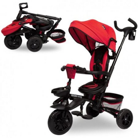 Kinbor 6-In-1 Kids Baby Tricycle Detachable Foldable Bike, Red