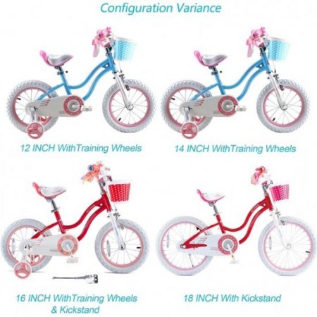 RoyalBaby Girls Kids Bike Stargirl 18 Inch Bicycle Basket Kickstand Pink Child's Cycle