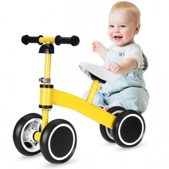 S-morebuy Baby Balance Bike Balance Bike for Kids 4 Wheels Adjustable Seat Height Balance No Pedal for 1-3 Year Old Kids