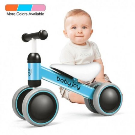 Costway Babyjoy 4 Wheels Baby Balance Bike Children Walker No-Pedal Toddler Toys Rides Blue