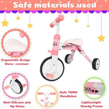 2-in-1 Foldable Children's Tricycle, Toddler Tricycle for Ch