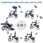 Kinbor 6-In-1 Kids Baby Pushing Tricycle Detachable Foldable Bike