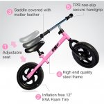 Stmax 12" Balance Bike Pink No Pedal Bicycle for Kids Boys Girls Foam Tire