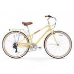 sixthreezero Reach Your Destination Women's 7-Speed Hybrid Bike with Rear Rack, 28" Wheels, Cream