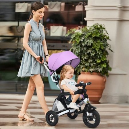 Gymax 6-In-1 Kids Baby Stroller Tricycle Detachable Learning Toy Bike w/ Canopy Bag