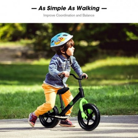 Costway Costway 12'' Kids Balance Bike No Pedal Sport Training Bicycle w/ Adjustable Seat Black