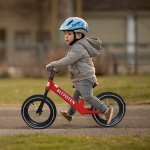 Firlar KITPOTEN Balance Bike for 4 Year Old Boy & Girl, 12 Inch High-Carbon Zinc-Plated Balance to Pedal Bike, Eco-Friendly Soft Widen Pneumatic Tire, Balancing Bike with Stainless Steel Iron Rim-Red-LIMITED