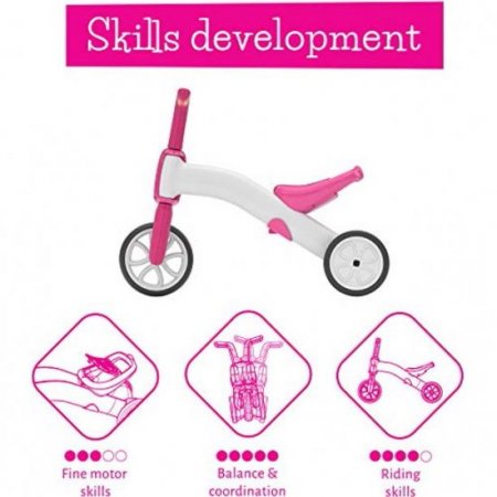 Chillafish Chillafish Bunzi 2-in-1 Toddler Balance Bike and Tricycle, Ages 1 to 3 Years Old, Adjustable Lightweight First Gradual Balance Bike with Silent Non-Marking Wheels,, White/Pink, OneSize