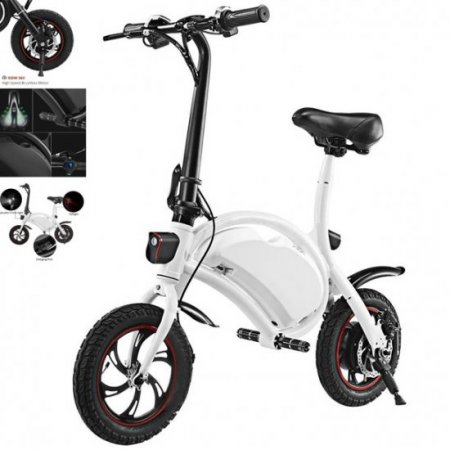 12'' 350W Motor Folding Electric Commuter Bicycle Electric Ebike Scooter with 15 Mile Range, 36V 6ah Lithium Battery & Dual-Disc Brakes, LED Light