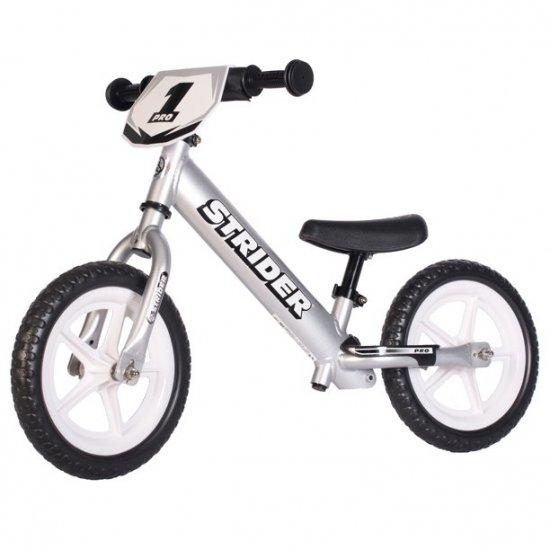 STRIDER Strider - 12 Pro Balance Bike, Ages 18 Months to 5 Years - Silver