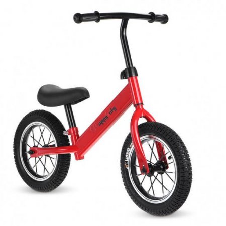 KWANSHOP 12'' Kids Balance Bike Learn To Ride Pre Bike Balance Develop w/ Adjustable Handlebar & Seat, Rubber Pneumatic Tyre and Steel Frame