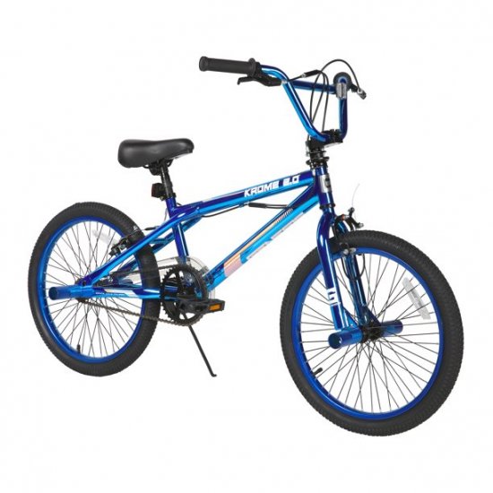 Genesis 20\" Boys\' Blue Krome 2.0 BMX Bike with Front and Rear Pegs, Blue