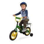 John Deere 12" Boys Bicycle, Kids Bike with Training Wheels and Front Hand Brake, Green