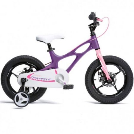 RoyalBaby Kids Bike Boys Girls Space Shuttle Purple 16 Inch Magnesium 2 Hand Disc Brakes Training Wheels and Kickstand