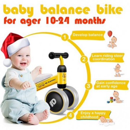 XJD XJD Baby Balance Bikes Baby Toys for 1 Year Old Boys Girls 10-24 Months Cute Toddler First Bicycle Infant Walker Children No Pedal 4 Wheels 1st Birthday Gift