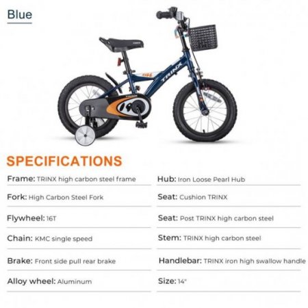 Hemousy Kids Bike for Boys and Girls, 14/16 inch with Training Wheels-Black