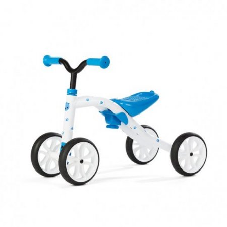 Chillafish Quadie stable 4-wheel grow-with-me ride-on with adjustable seat height, for kids 1-3 year, cookie storage in the seat, silent non-marking wheels and customisation stickers, blue