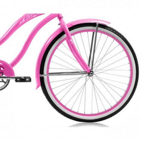 Micargi ROVER GX 26" Beach Cruiser Coaster Brake Single Speed Stainless Steel Spokes One Piece Crank Alloy Pink Rims 36H With Fenders Color: Pink/ Pink Rim