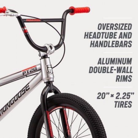 Mongoose PT20 Pump track, BMX bike, single speed, 20-inch wheels, silver