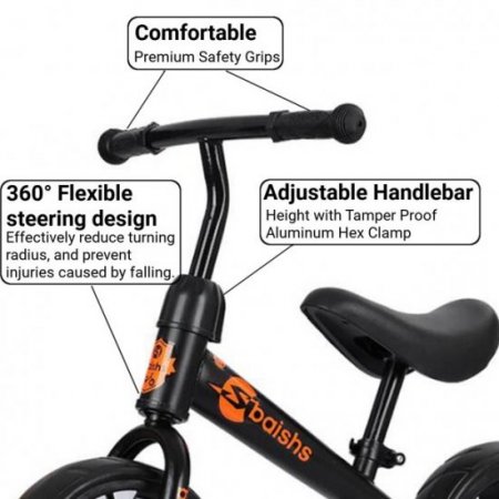 KUDOSALE 12" Lightweight Balance Bike, Kids No Pedal Sport Training Bicycle with Height Adjustable Seat, Push Walking Bike for Toddler & Children Ages 2 to 6 Years Kids Gift