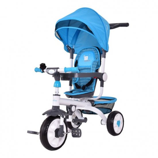 4-in-1 Detachable Baby Stroller Tricycle w/ Round Canopy + Basket - Blue