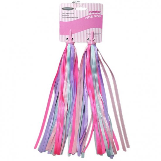 Hemoton HEMOTON A Pair of Children Bike Handlebar Ribbons Colorful Scooter Tassels(Pink and Purple)