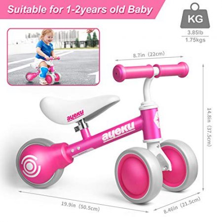 AyeKu AyeKu Baby Balance Bike, Bikes for Toddlers Age 12-24 Months, Best Gifts for Girls Boys to?Scoot Around with Comfortable Adjustable seat in 3 Wheels