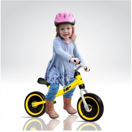 Stmax 10" Balance Bike Yellow No Pedal Bicycle for Kids Boys Girls Foam Tire